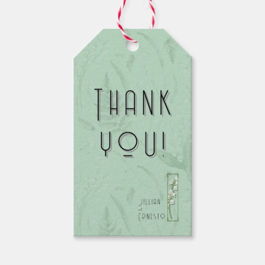Lelie van Vallei | Zacht Groen Dank U met graphics Cadeaulabel (Voorkant)