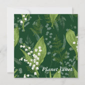 Lelie van Valley met varens || Donkergroen op maat Notitiekaartje (Voorkant)