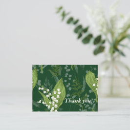 Lelie van Valley met varens || Donkergroen op maat Notitiekaartje