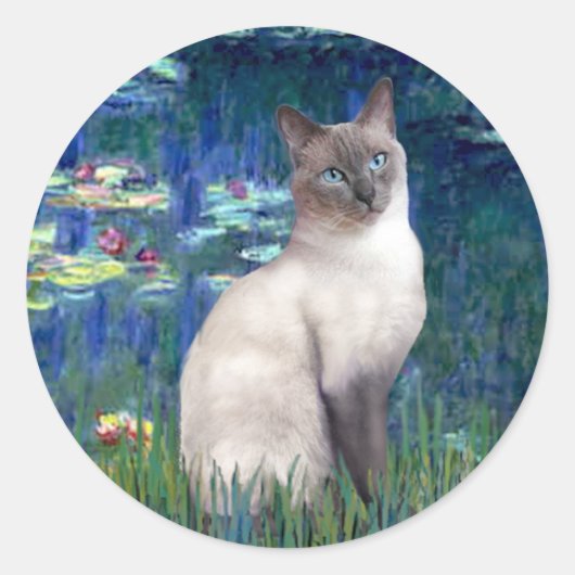 Lelies 5 - Blauwe punt Siamese kat Ronde Sticker (Voorkant)