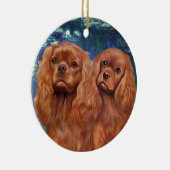 Lelies 5- Twee Robijn Cavaliers Keramisch Ornament (Rechts)
