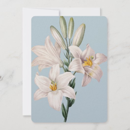 lelies blauw wit bloemenbruiloft kaart (Achterkant)