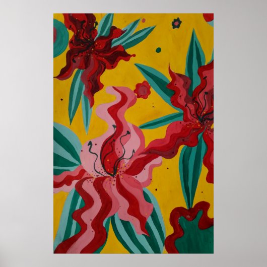 lelies, bloemen, abstractie, abstractionisme, poster (Voorkant)