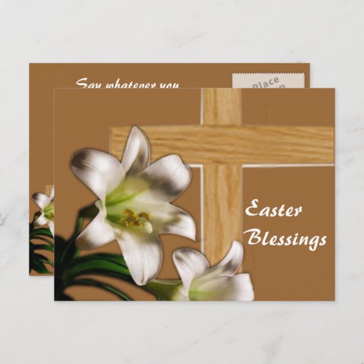 Lelies en het DwarsBriefkaart van Pasen Feestdagenkaart (Voorkant / Achterkant)