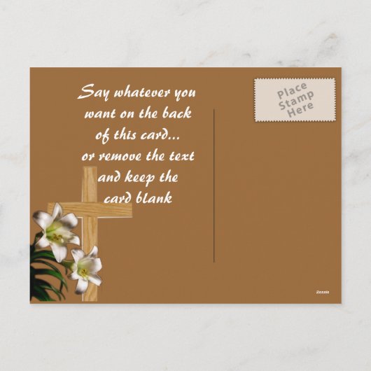 Lelies en het DwarsBriefkaart van Pasen Feestdagenkaart (Achterkant)