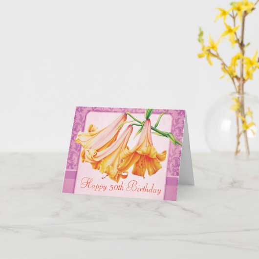 "Lelies" fine art 50e verjaardagskaart Kaart (Gele Bloem)