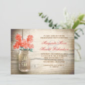 Lelies in Mason Jar Rustiek verlovingsfeest Uitnod Kaart (Staand voorkant)