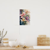 Lelies in Waterverf Harmonie - Flowers Digital Art Poster (Keuken)