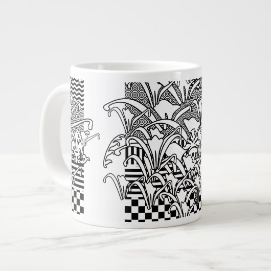 Lelies in zwart en wit grote koffiekop (Links)