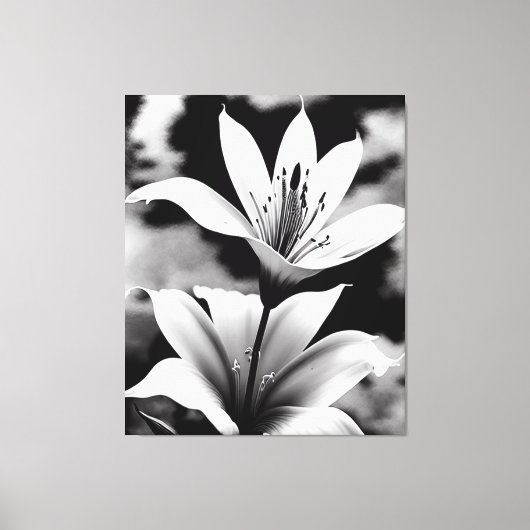 Lelies in zwart-wit Canvas Print (Voorkant)