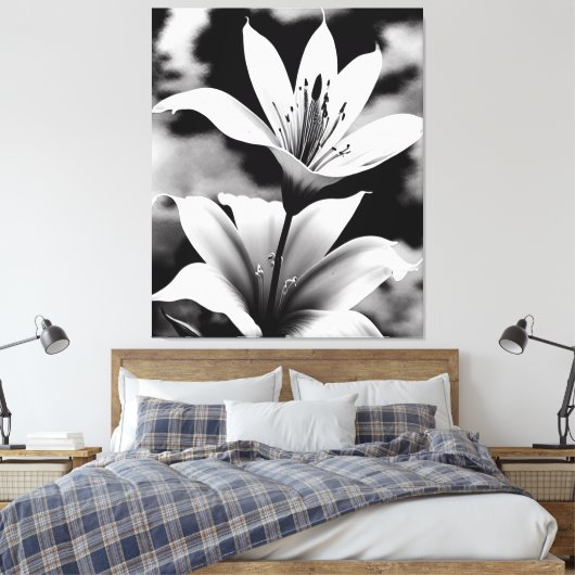 Lelies in zwart-wit Canvas Print (Insitu (Slaapkamer))