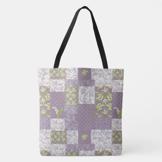 Lelies-of-the-Valley Faux Patchwork in Mauve Tote Bag (Voorkant)