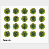 Lelies op Glas in lood Ronde Sticker (Vel)