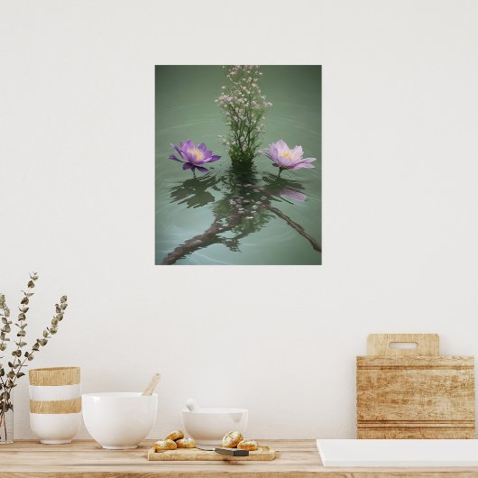 Lelies op vijver poster (Keuken)