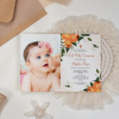 Lelies & Oranje Bloemen Foto Eerste Heilige Commun Kaart