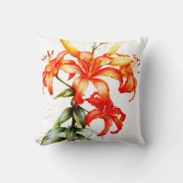 Lelies oranje witte kunst gooi kussen