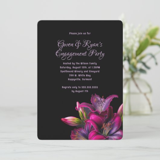 Lelies Pre-bruiloft Douche Party Uitnodiging (Staand voorkant)