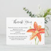 Lelies Sinaasappel Bloemenbegrafenis dood dank u Kaart (Staand voorkant)