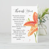 Lelies Sinaasappel Bloemenbegrafenis dood dank u Kaart (Staand voorkant)