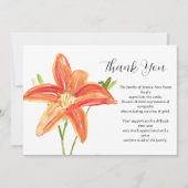 Lelies Sinaasappel Bloemenbegrafenis dood dank u Kaart (Voorkant)