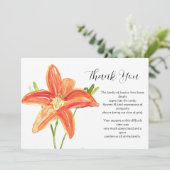 Lelies Sinaasappel Bloemenbegrafenis dood dank u Kaart (Staand voorkant)