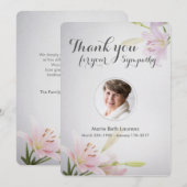 Lelies Sympathy Memorial Dank u kaart met foto (Voorkant / Achterkant)