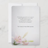 Lelies Sympathy Memorial Dank u kaart met foto (Achterkant)
