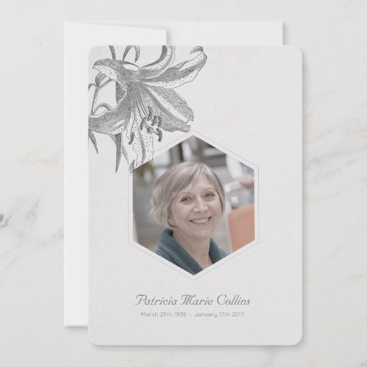  Lelies Sympathy Memorial Foto Dank u Bedankkaart (Voorkant)