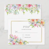 Lelies waterverf bloemen bruiloft RSVP (Voorkant / Achterkant)