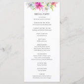 Lelies waterverf bruiloft programmakaart (Achterkant)