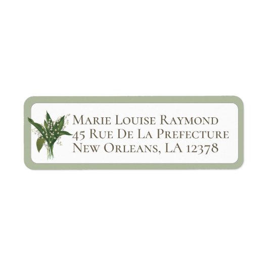 Lelietje-van-dalen bloem retouradreslabel etiket (Voorkant)