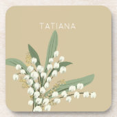 Lelietje-van-dalen bloemstuk Aangepaste naam Bier Onderzetter (Voorkant)