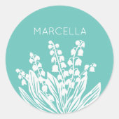 Lelietje-van-dalen bloemstuk Aangepaste naam  Ronde Sticker (Voorkant)