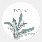 Lelietje-van-dalen bloemstuk Aangepaste naam Ronde Sticker (Voorkant)