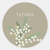 Lelietje-van-dalen bloemstuk Aangepaste naam Ronde Sticker (Voorkant)