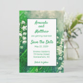 Lelietje-van-dalen bloemstuk save the date (Staand voorkant)