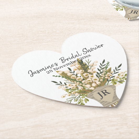 Lelietje-van-dalen bruidsboeket bruiloft  kartonnen onderzetters (Gekanteld)