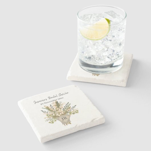 Lelietje-van-dalen Bruidsdouche  Stenen Onderzetter (Zijkant)