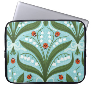 Lelietje-van-dalen en lieveheersbeestjes symmetrie laptop sleeve