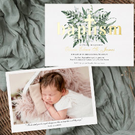 Lelietje-van-dalen | Florale Gouden Doop Foto Folie Uitnodiging