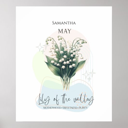 Lelietje-van-dalen geboortebloem van mei poster (Voorkant)