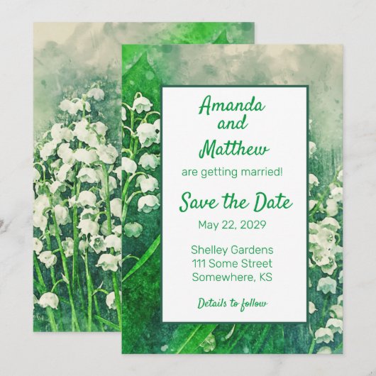 Lelietje-van-dalen gepersonaliseerd save the date (Voorkant / Achterkant)