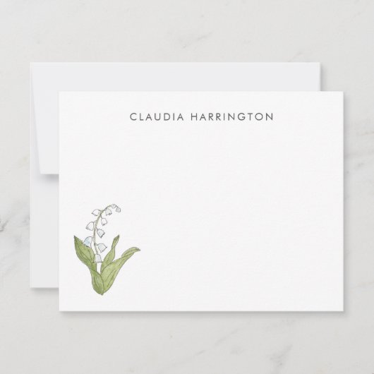 Lelietje-van-dalen handgetekende voorjaarsbloemstu notitiekaartje (Voorkant)