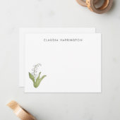 Lelietje-van-dalen handgetekende voorjaarsbloemstu notitiekaartje (Voorkant / Achterkant in situ)