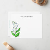 Lelietje-van-dalen Monogram Boho Lente Bloemenprin Notitiekaartje (Voorkant / Achterkant in situ)