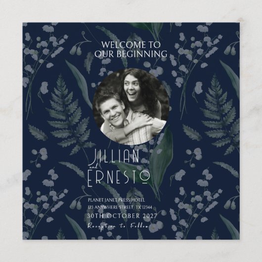 Lelietje-van-dalen varens  || Donkerblauw fotoprog Programmakaart (Voorkant)