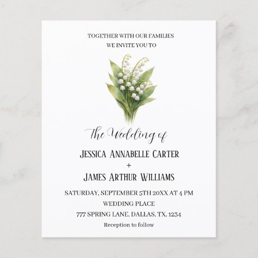 Lelietje-van-dalen Wit Aquarel Bloem Bruiloft (Voorkant)