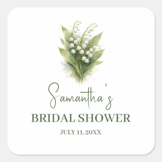 Lelietje-van-dalen Witte Bloem Bruiloftsshower Vierkante Sticker (Voorkant)