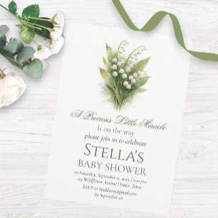 Lelietje-van-dalen Witte Bloemige Baby Shower Kaart