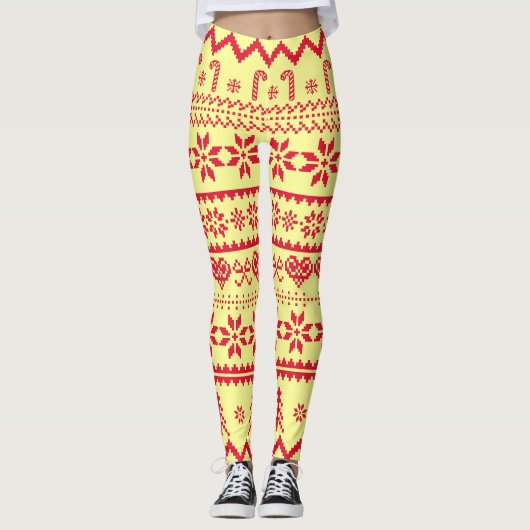 Lelijk Abstract kerstpatroon Leggings (Voorkant)